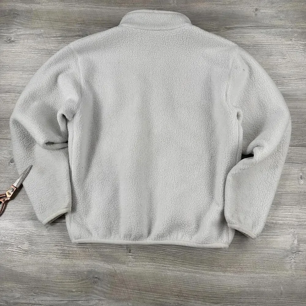 Nike Sportswear Club Fleece Jacket Mens Medium White Full Zip High Pile Preppy - Picture 6 of 7